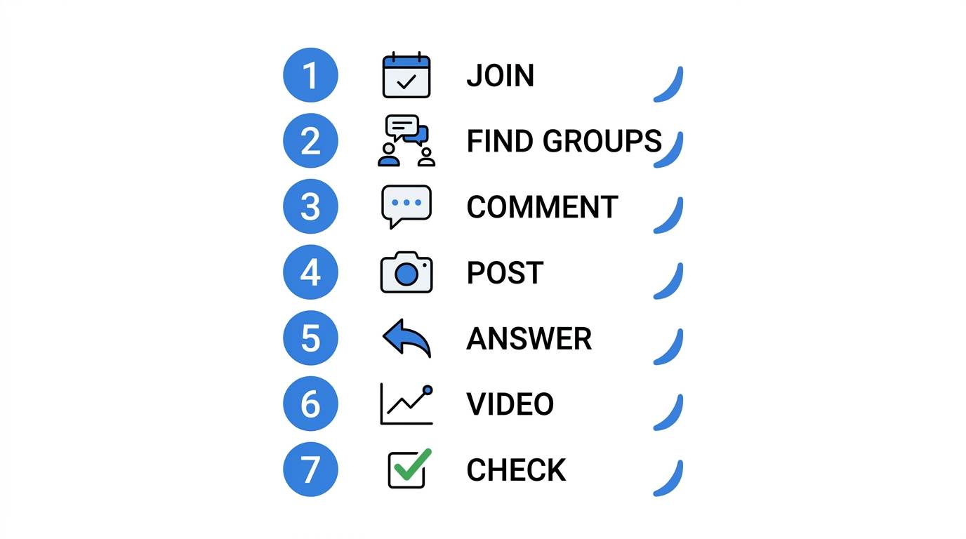 Flat 7-day checklist for affiliate marketing with icons and simple text