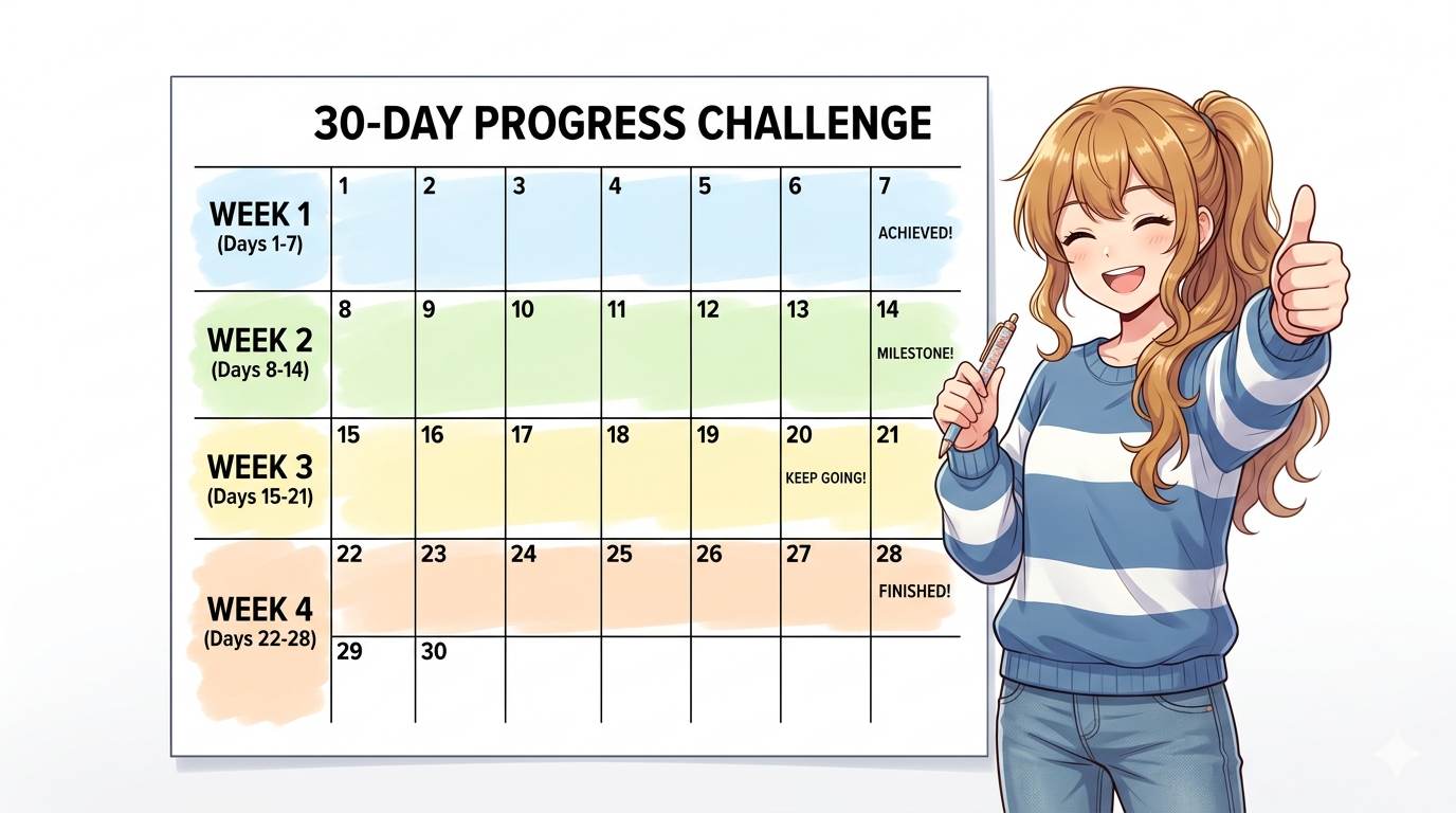 Anime style 30βday blog writing improvement plan