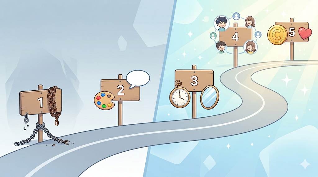 Five stages roadmap for building a blogging brand.