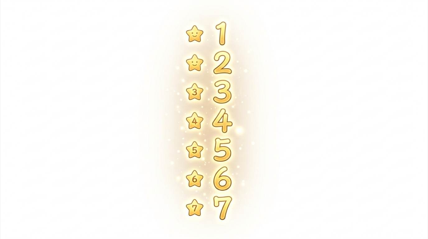 Anime style numbered list 1-7 with stars – 7 content ideation secrets