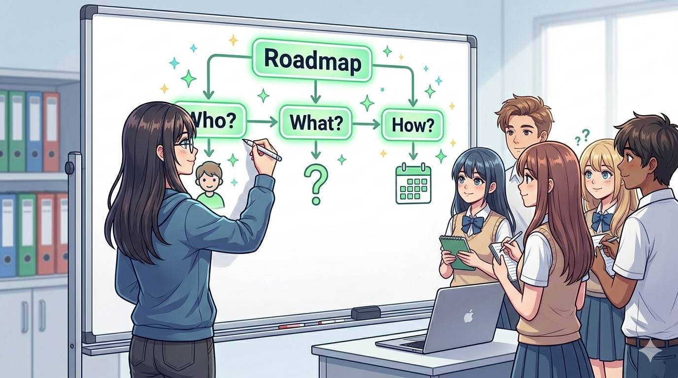Anime wise character drawing roadmap with audience, topics, and calendar β what is a blog content strategy