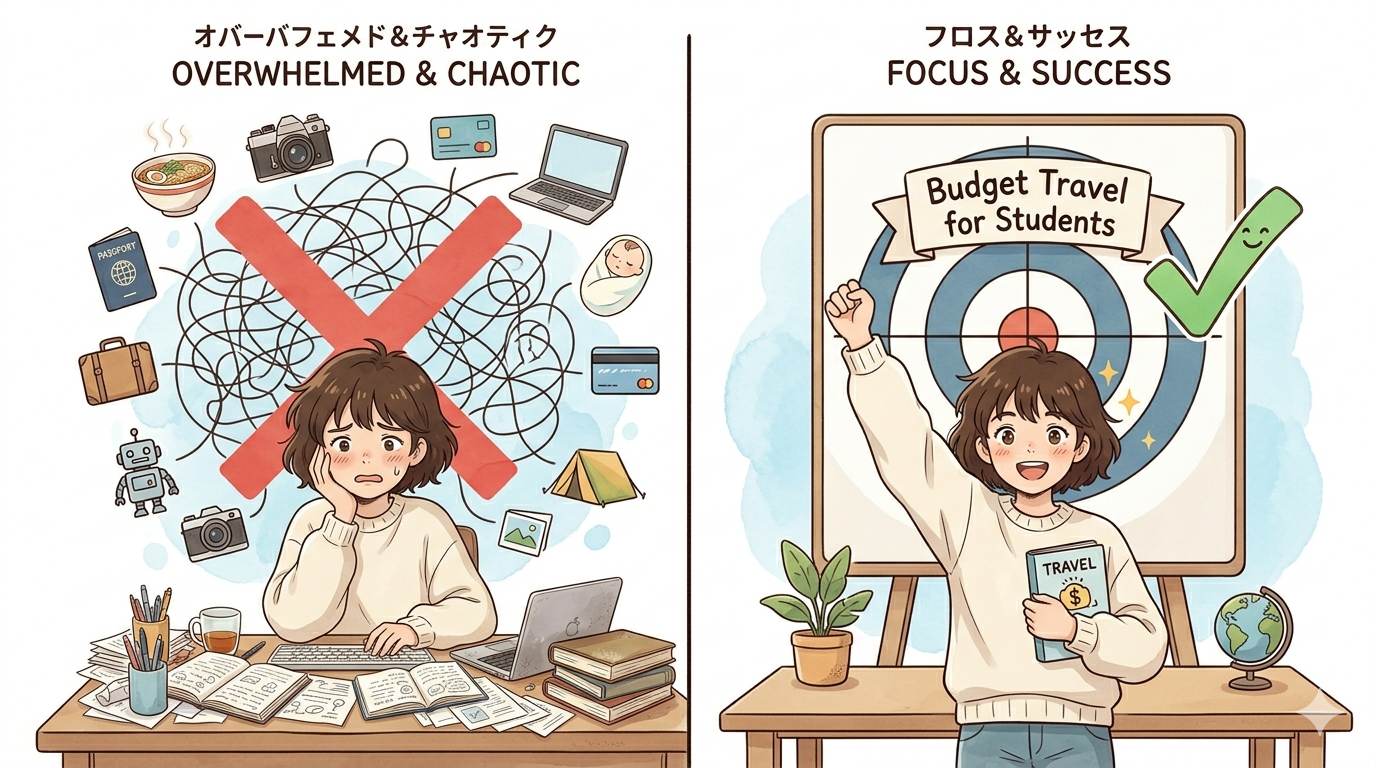 Anime comparison: chaotic broad topics vs focused niche with bullseye – what is a blog niche