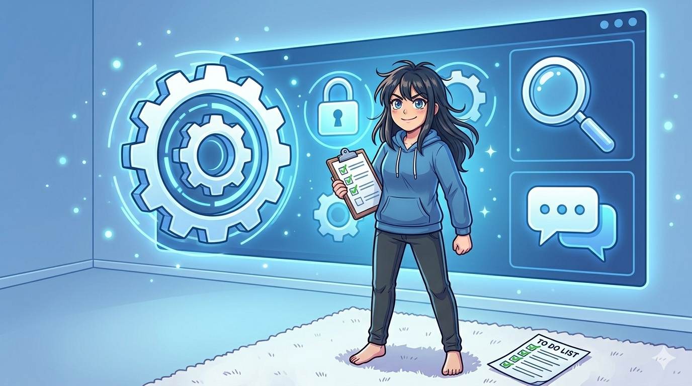 Anime style determined blogger with giant settings dashboard – Blogger settings for beginners