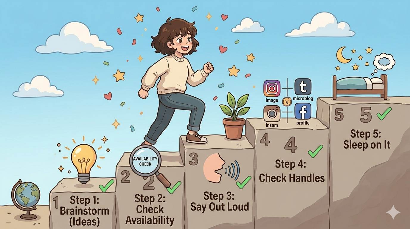 Anime character climbing 5 steps – how to choose the right domain name step by step
