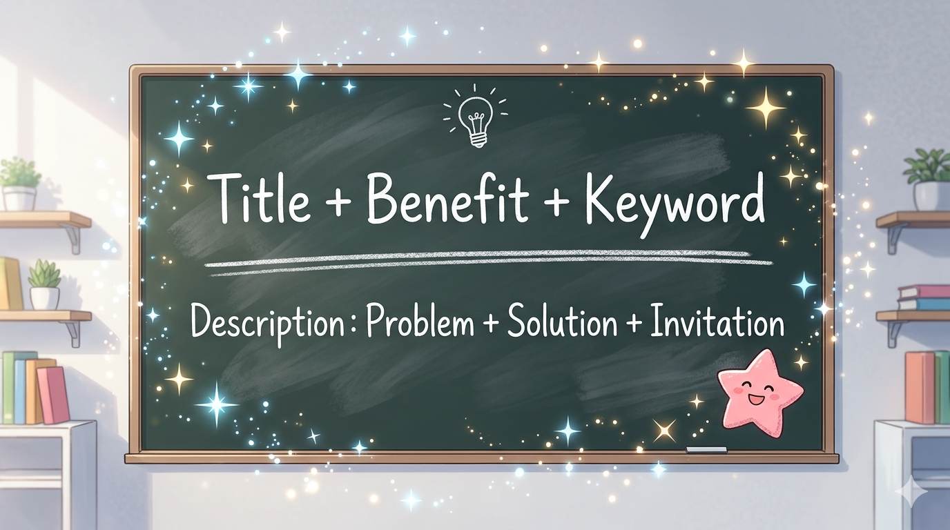 Anime style formula board for writing effective meta titles and descriptions