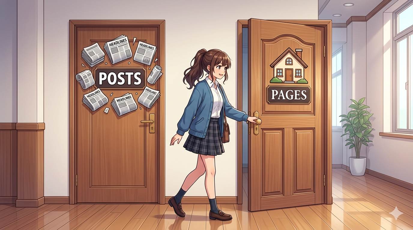 Anime style comparison – posts vs pages in Blogger