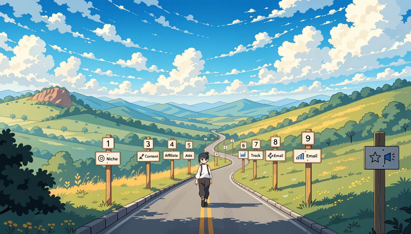 Anime style roadmap with 9 steps – blog monetization roadmap for beginners