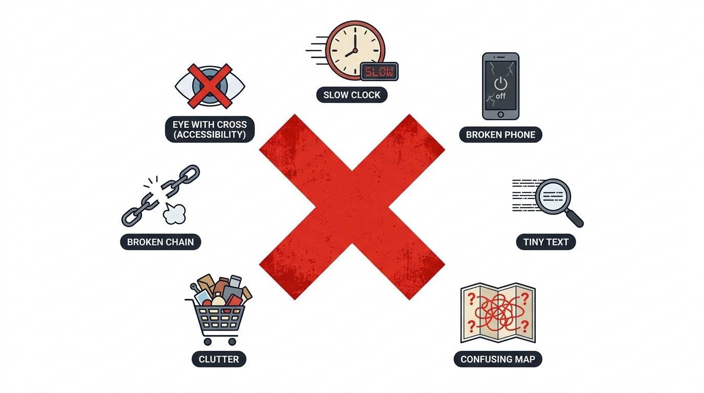 Anime style 7 warning icons – 7 deadly UX mistakes that kill blogs