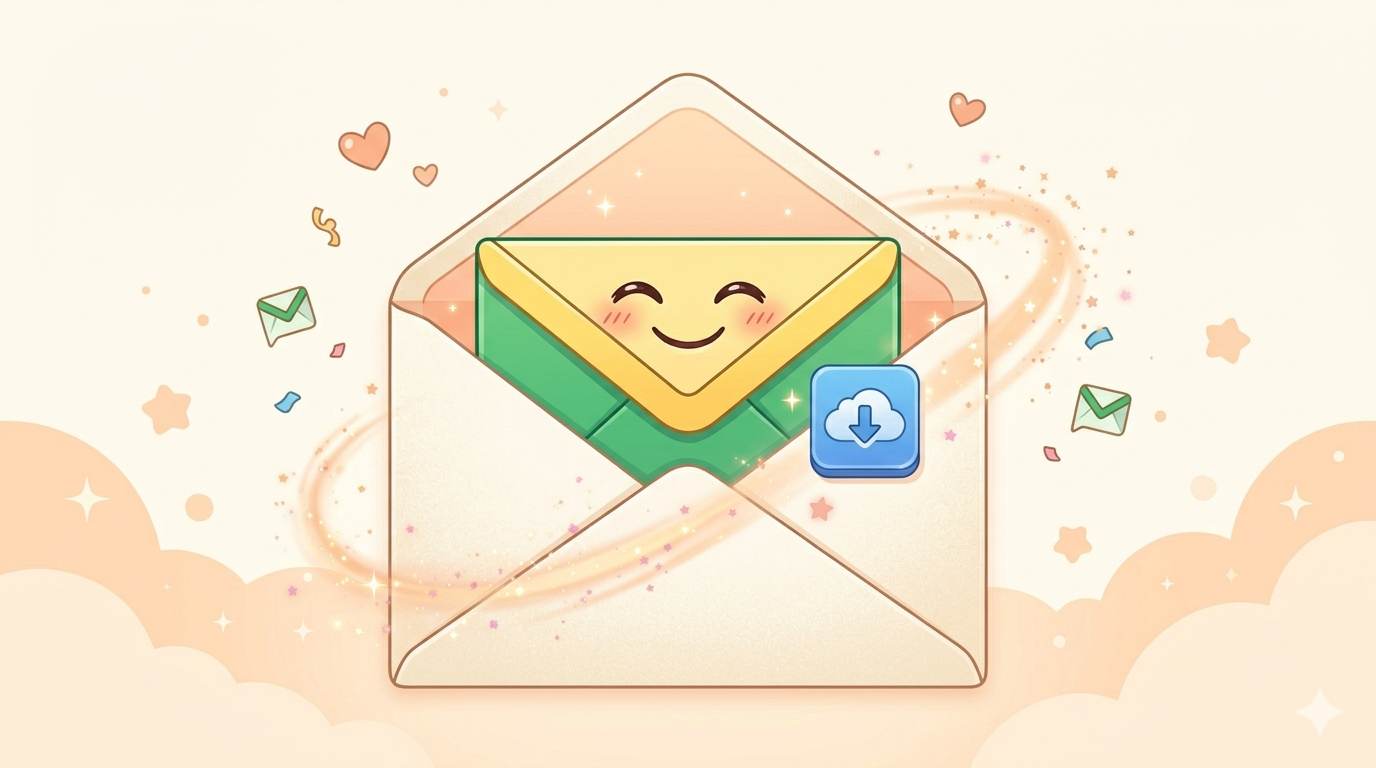 Anime style welcome email with smile and download – simple email automation