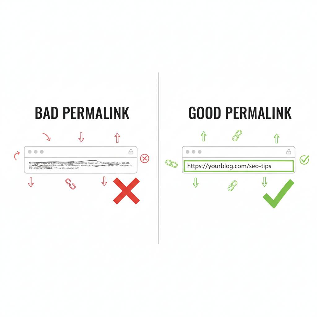 Common permalink SEO mistakes in Blogger such as long URLs and random numbers