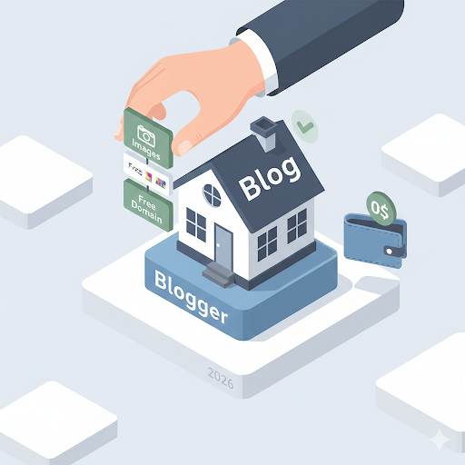 guide on blogging without a budget, showing how to start a blog for free in 2026 by building it entirely with free tools like Blogger and free images