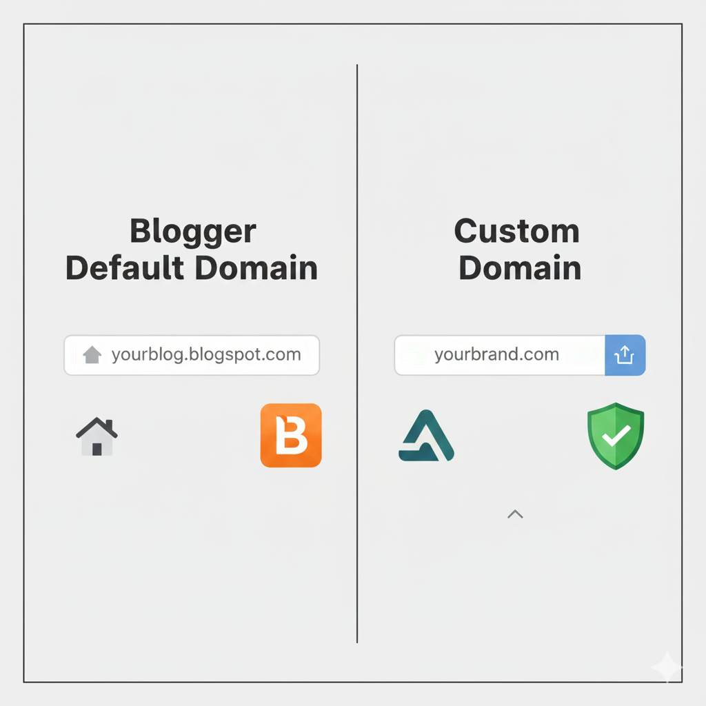 Difference between default Blogger domain and custom domain