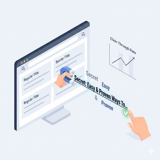 guide on writing catchy blog titles, showing the transformation of a plain title into a magnetic one that people instantly click on