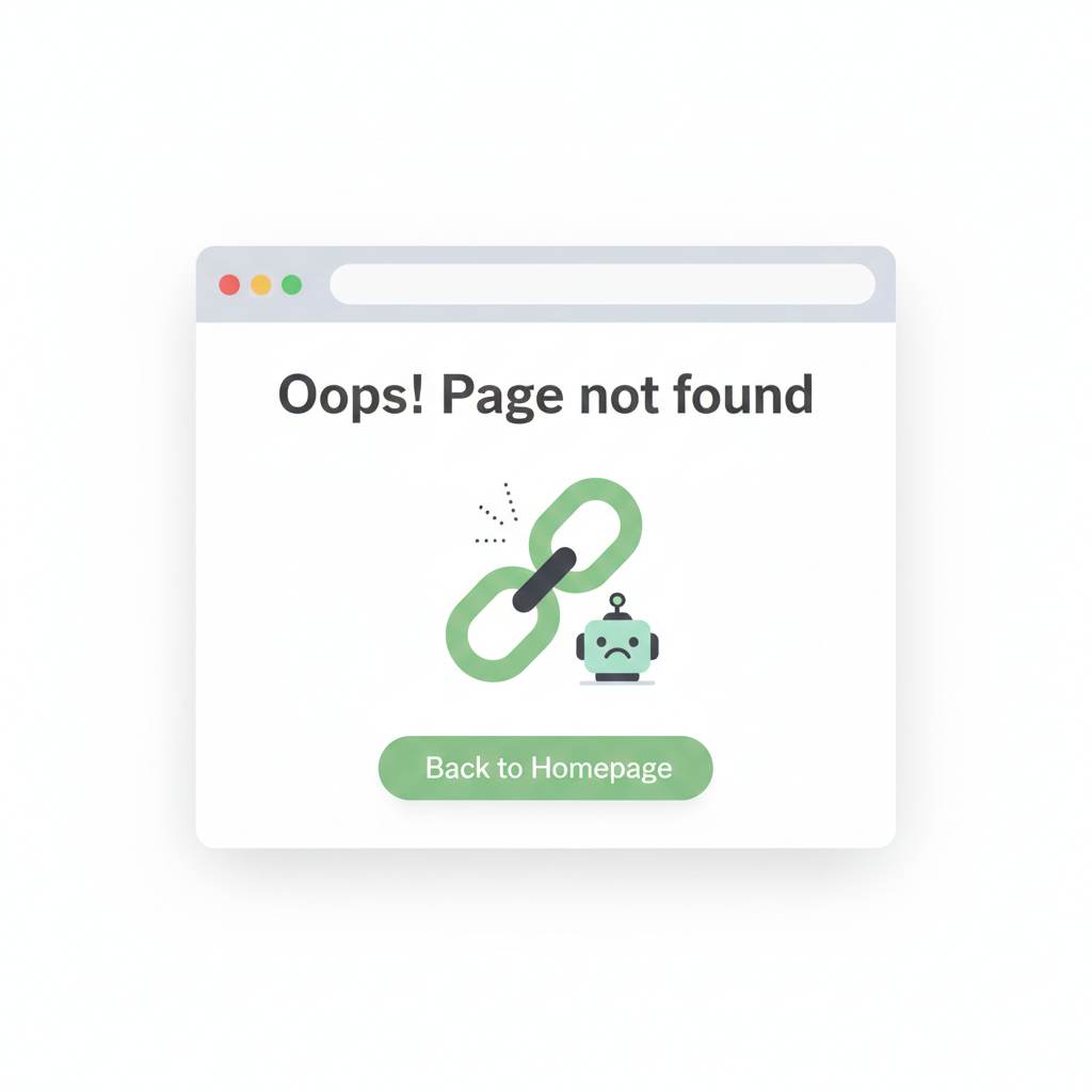 Example of a custom 404 page on a blog