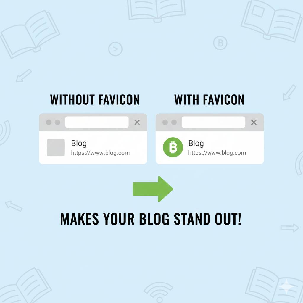 Example of a favicon displayed in a browser tab for a blog