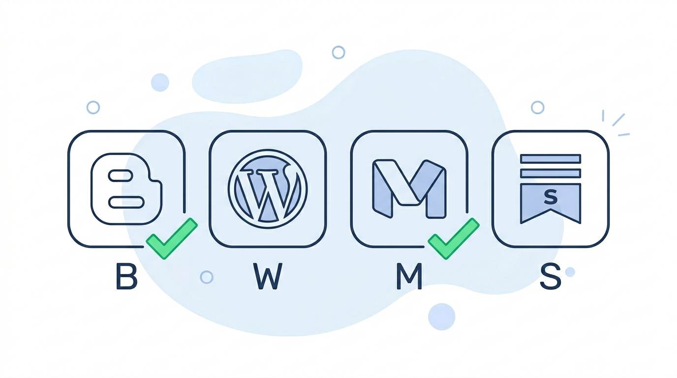 Flat comparison of free blogging platforms: Blogger, WordPress, Medium, Substack
