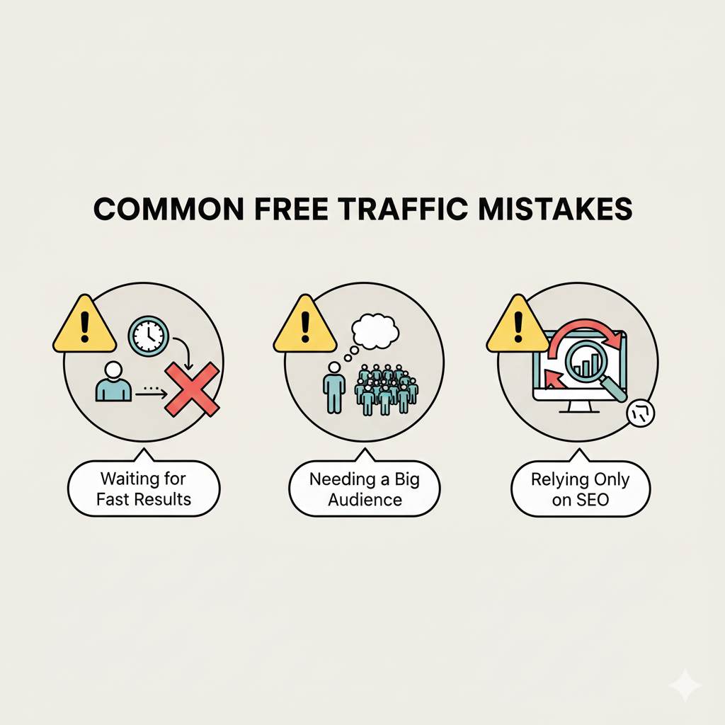 common mistakes beginners make with free traffic strategies