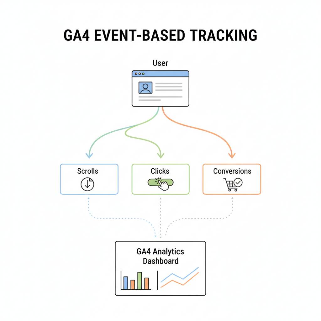 GA4 event based tracking showing user actions