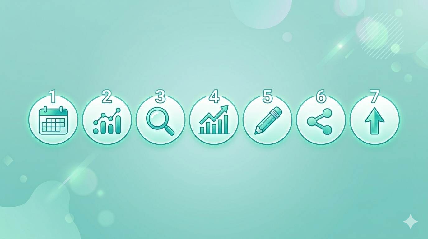 7‑day plan to master Google Analytics for Blogger – create account, add ID, wait, check sources, top posts, write, improve.