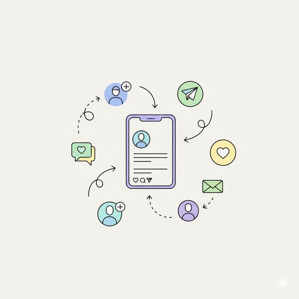 Illustration of social media engagement concepts