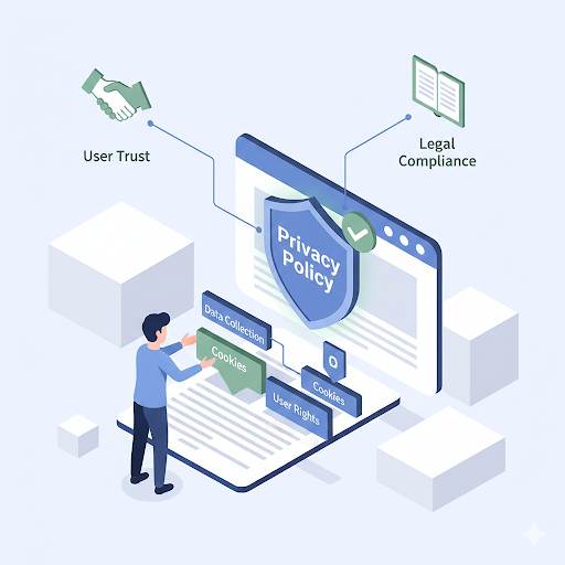explaining what a Privacy Policy page is, why it's needed for trust and compliance, and how to create it using clear building blocks