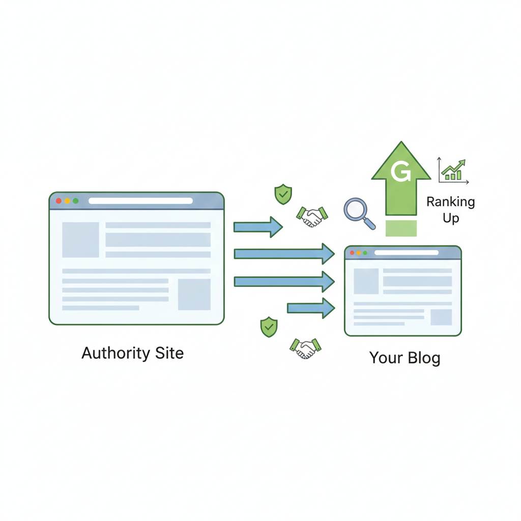 SEO backlinks explained showing one website linking to another as a vote of trust