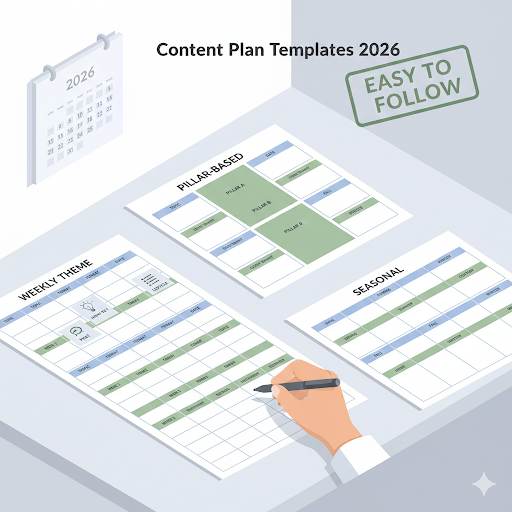 showing simple content plan examples for 2026, featuring easy-to-follow templates that you can fill in with your own ideas