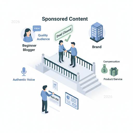 sponsored content in 2026, explaining it as a bridge between blogger and brand and showing how to prepare a pitch for your first deal