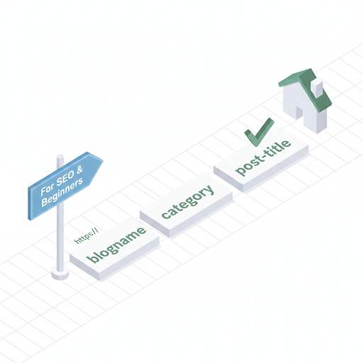URL structure for SEO, showing a clear, organized pathway built with descriptive blocks for bloggers and beginners