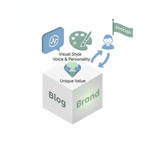 explaining what a blogging brand is, showing the transformation of a generic blog into a distinctive, trusted identity essential for success