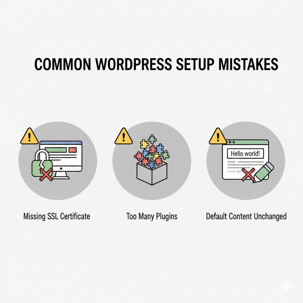 common WordPress setup mistakes beginners should avoid