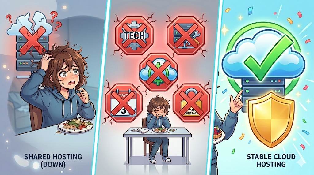 Anime style 5 common mistakes beginners make with Cloudways – red X icons